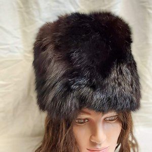 LORA Black Mink Winter Hat {F0024}